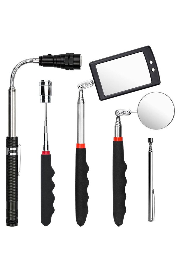 1922 Professional Magnetic Telescopic Pick-Up Tool Set with Adjustable Pole and 360° Rotating Inspec