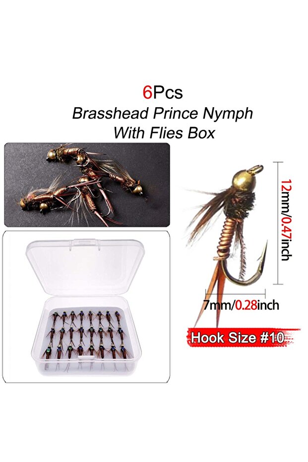 6Pcs-Box 6/12/24Pcs/Box Fast Sinking Wire Tungsten Bead Head Dry Flies Nymph Fishing Fake Lure Fishi