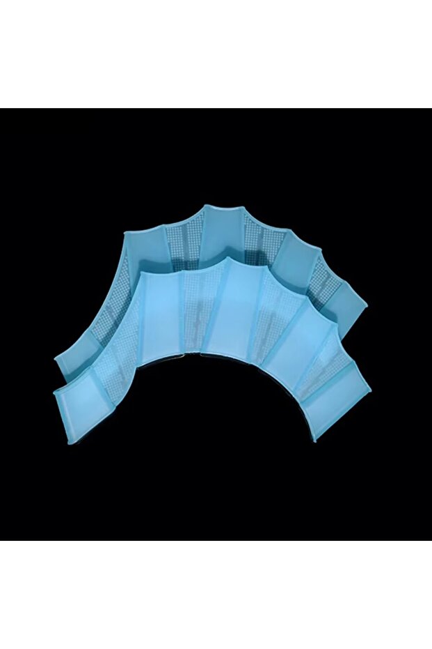 S C162-Blue 2pc Silicone Swim Training Finger Wear Frog Type Swim Pool Paddles Finger Webbed Hand Fi