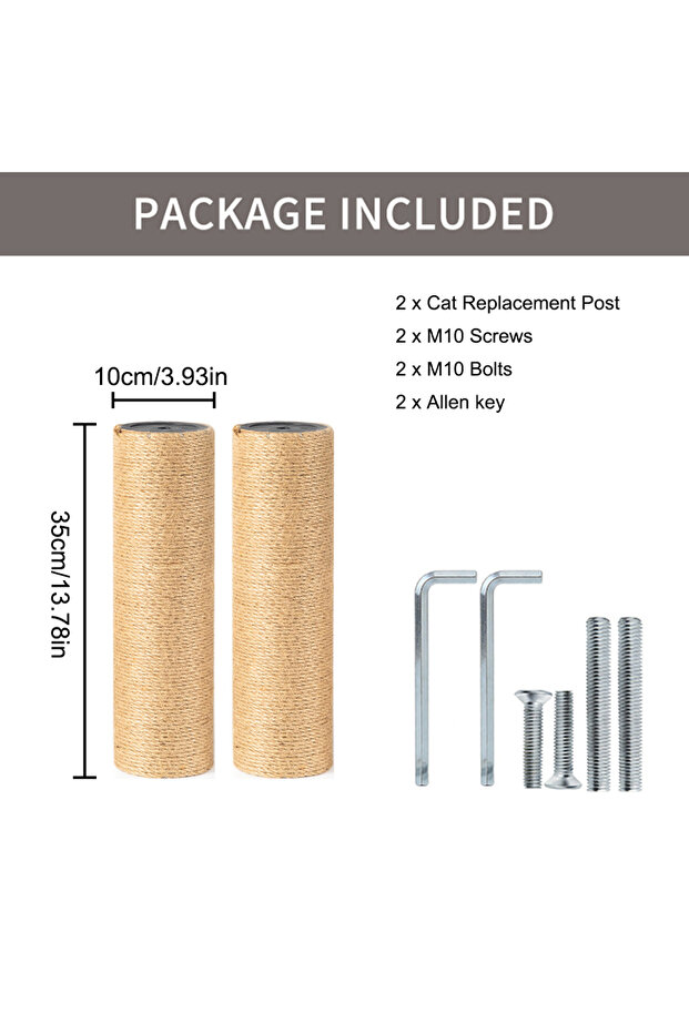 2PCS 35cm M10 DIY Cat Climbing Tree Tower Replacement Parts | Sisal Rope Scratching Posts & Hard Car