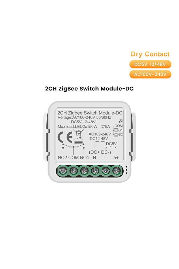وحدة توصيل جاف ZigBee 2CH من GIRIER Tuya، وحدة تحكم واي فاي، وحدة ريلاي قاطع للتيار DIY تدعم 5 فولت تيار مستمر