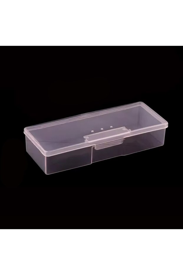 pink Nail Art Empty Storage Box Rectangle Plastic White Transparent Buffer Grinding Files Nail Rhine