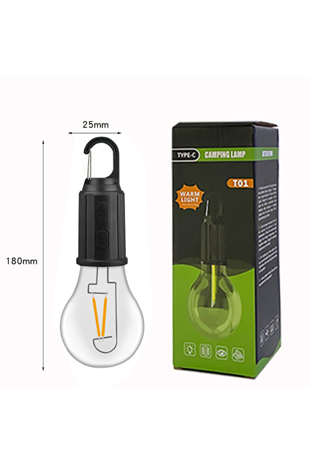 مصباح تخييم LED من النوع C، قابل لإعادة الشحن عبر منفذ USB من النوع C، مقاوم للماء، بطارية 400 مللي أمبير، إضاءة 100 لومن، مناسب للخيم