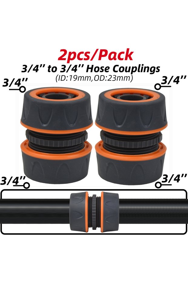 G-3I4-to-3I4-2pcs KESLA 2pcs 1/2" 3/4" Garden Hose Adapter 16mm Quick Connector Stop Plug Coupler W