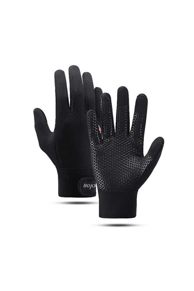M A0016-BK Kyncilor Autumn and Winter Cycling All Finger Waterproof Touch Screen Warm Gloves for Men