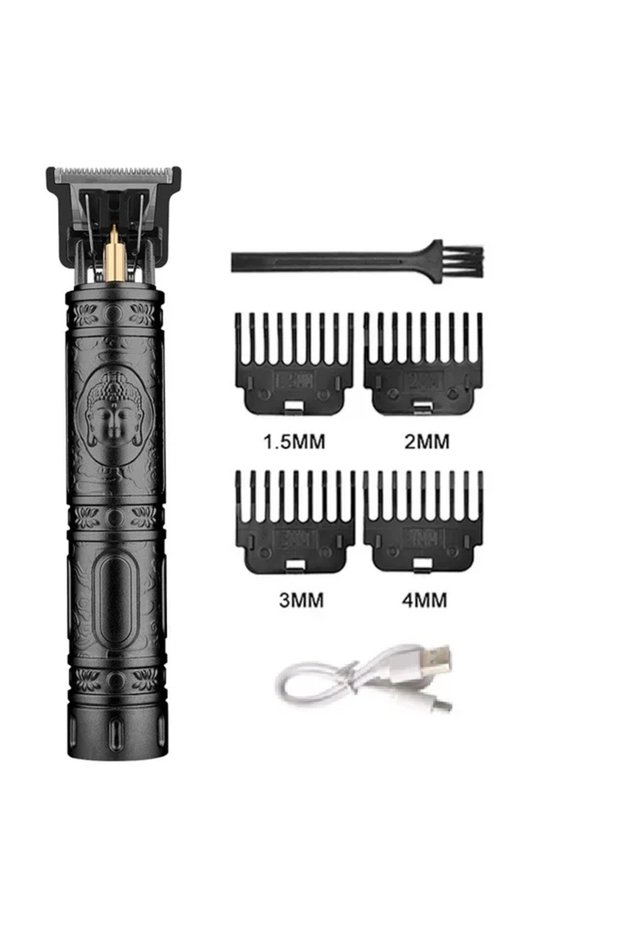 060-BlackBuddha T9 Portable Vintage Hair Trimmer - USB Fast Charging Cordless Barber Clipper for Men