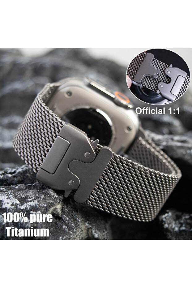 44 45 46 49MM Titanium1 100% Pure Titanium Milanese Strap for Apple Watch Ultra 4 3 2 Band 49mm 45mm