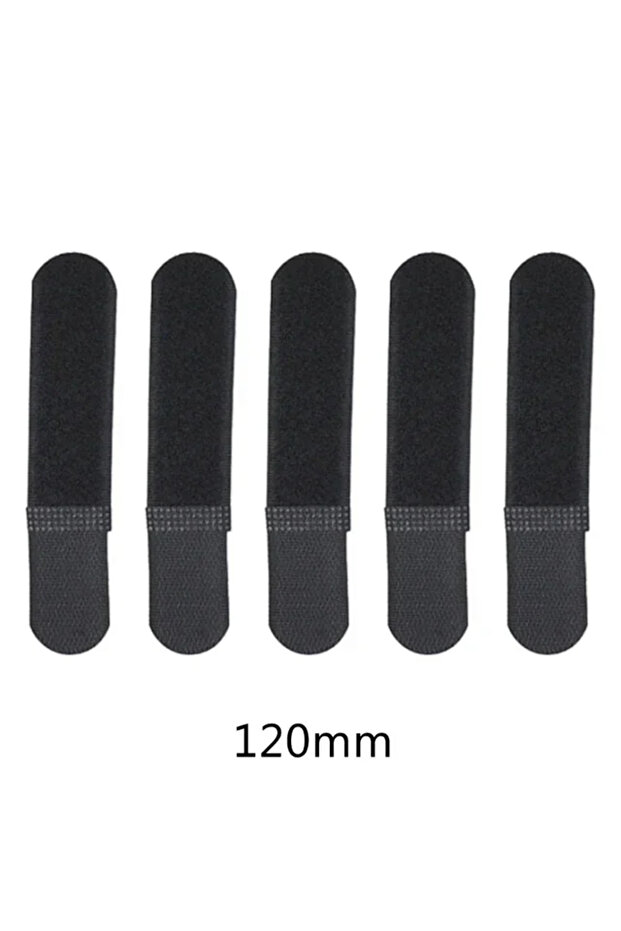 5PCS black 120mm 5Pcs Tactical Nylon Straps - Reusable Hook & Loop Cable Ties for Backpack, Cord & G