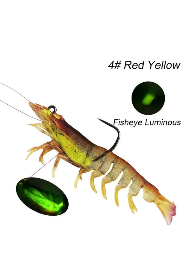 9cm 12g Color 4 BURLE Shrimp Lure Soft Plastic Fishing Lures Redfish Bass Prawn Lure With Pre-Rigged