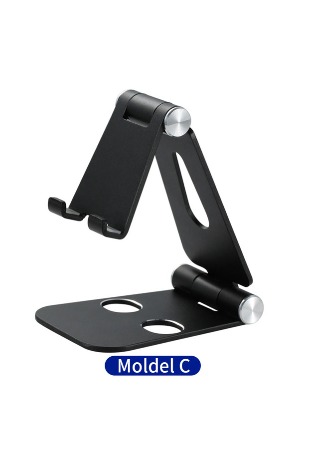 Moldel C ( Black ) STONEGO Foldable Metal Desktop Mobile Phone Stand For iPad iPhone Tablet D...