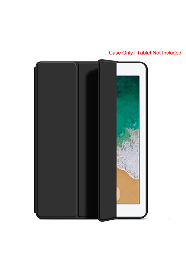 جراب قلاب ثلاثي الطيات أسود اللون من YT لجهاز iPad Air 1 و2 مقاس 9.7 بوصة (إصدارات 2013 و2014 و2017 و2018) (الجيل الخامس والسادس)