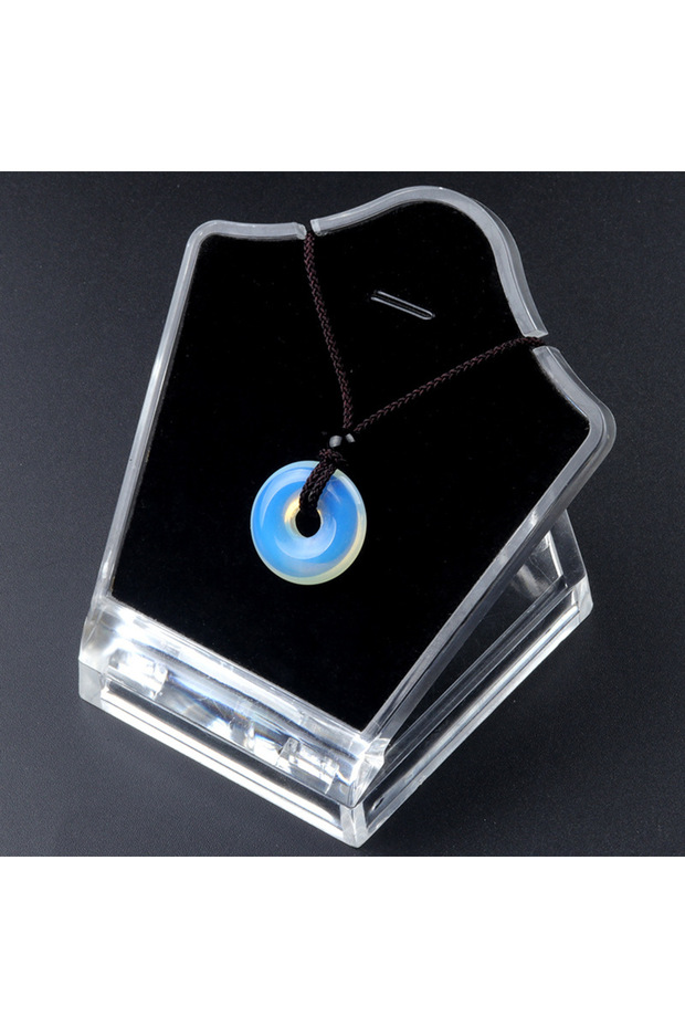 Opal 20mm Circle Donut Healing Crystals Necklace Natural Chakra Gemstone Stone Amulet Lucky Coin Don