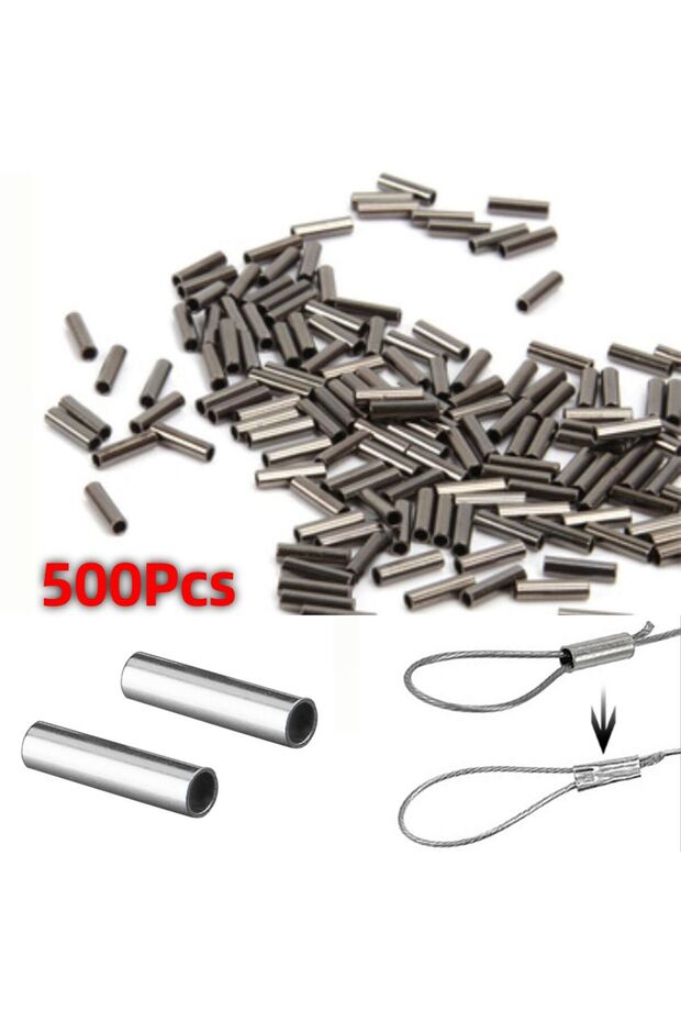 2mm 500Pcs/Bag Single Barrel Crimping Sleeves Fishing Line Wire Leader Copper Tube Connectors Mixed