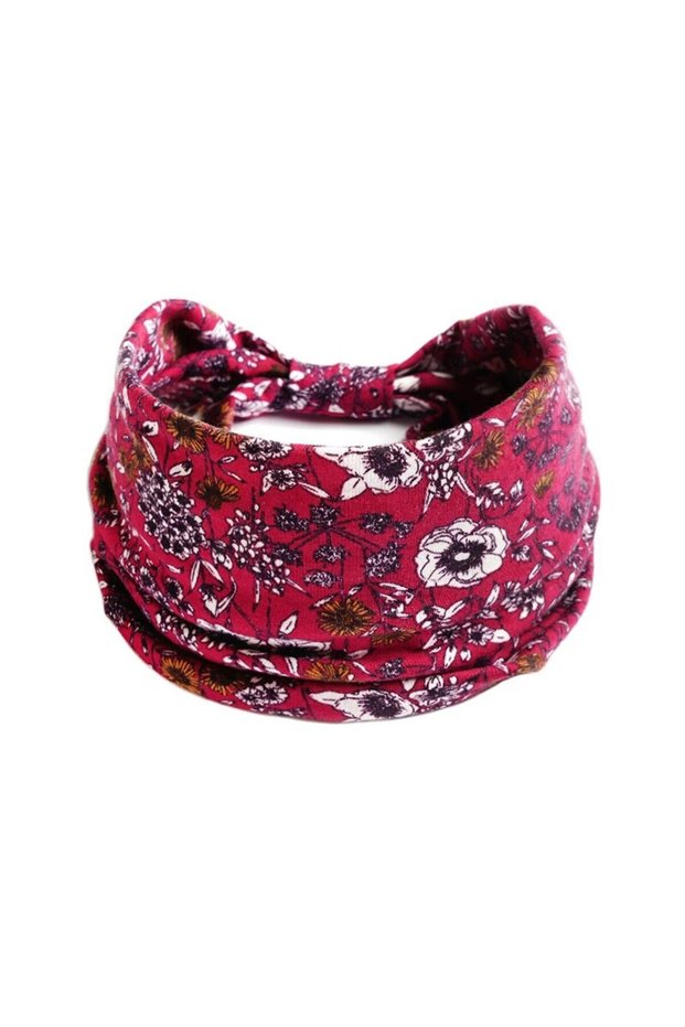 Red Bohemian Trendy Yoga Motion Hairpie Sweat-Absorbing Sweat Absorption And Elastic Cotton Head Lad