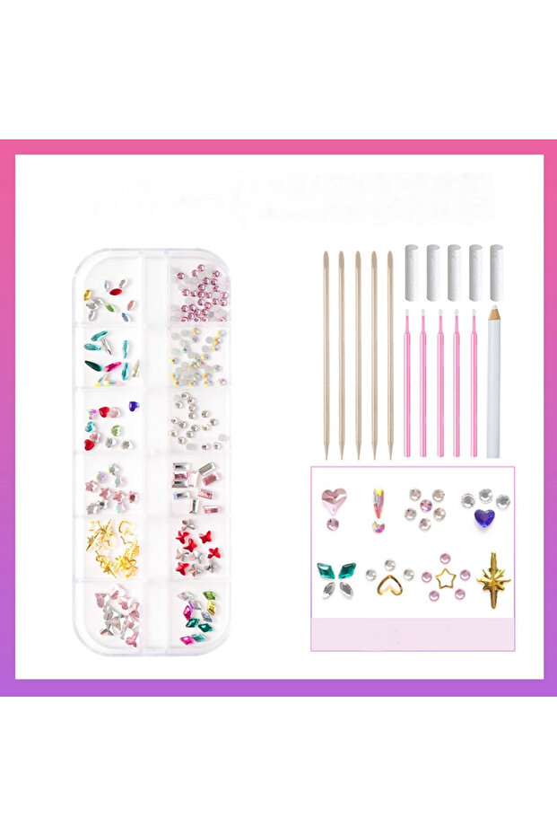 12 Grids mixed Professional Tooth Gem Kit DIY Crystals Jewelry Kit Fashionable Teeth Gems Kit for Te