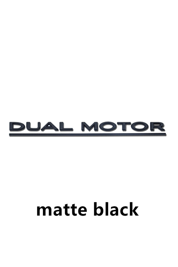 matte black 3D Logo DUAL MOTOR Underlined Letters Emblem For Tesla Model Y 3 X S Car Trunk Badge Sti