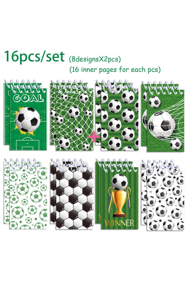 16pcs-XQ016 16pcs Football Mermaid Animals Mini Spiral Pocket Notebooks Memo Pad Coil Booklet Notepa