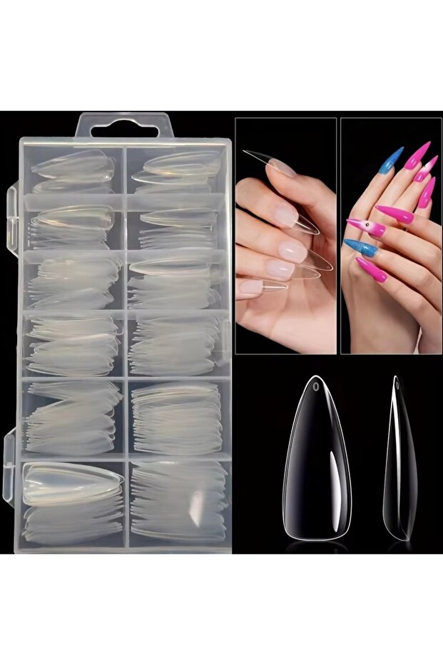240 Long Point 240 Transparent Nail Stickers, Including Coffin-Shaped, Almond-Shaped, Pointed, Oval,