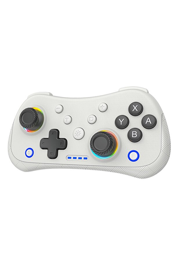 WHITE Multi-Functional Wireless Game MINI Gamepad for Switch with RGB Lights and Hall Rocker,Support