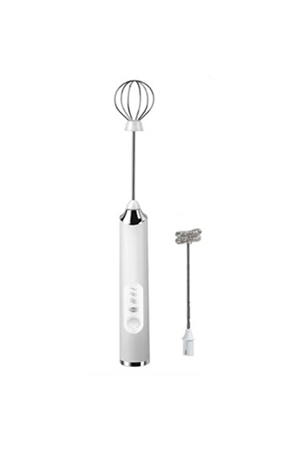 WHITE TINSOL Electric Milk Frother Mini Handheld Wireless Powerful USB Rechargeable Convenience Cof