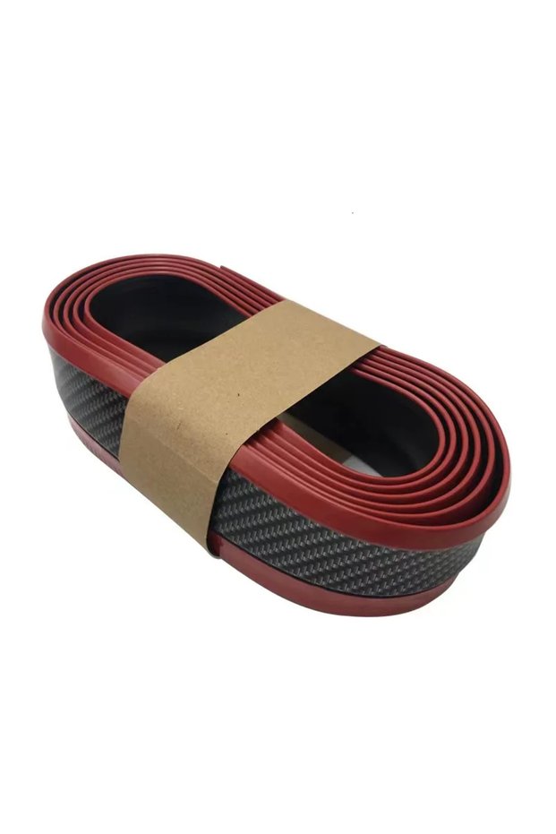 A RED Universal Car Bumper Lip 2.5M Stickers Car Front Bumper Lip Rubber Car Bumper Protectors Exter