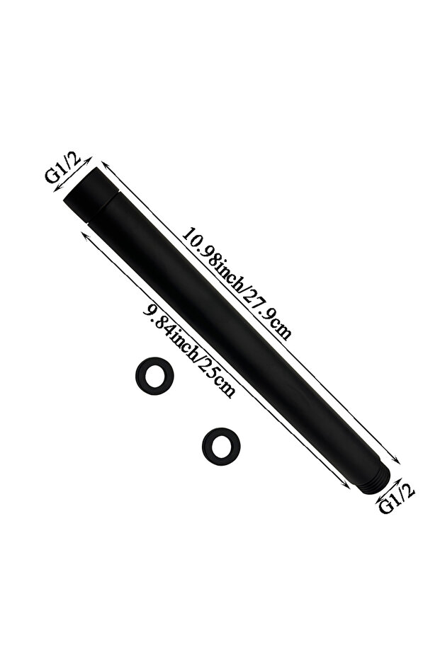 25cm Black 10/15/20/25/30cm Shower Head Extension Arm G1/2 , Shower Head Extender Water Outlet Durab