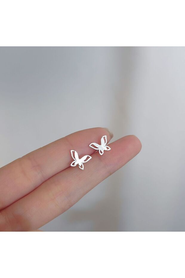 qd234-9 New Heart Stud Earrings for Women Hypoallergenic Daily Wear Minimalist Cute Star Silver Colo