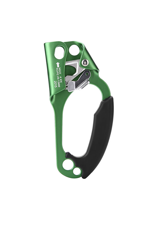 green Climbing Hand Clamp Climbing Ascender Right Hand Climbing Ascender Rope Handle Clamp for 8mm-1