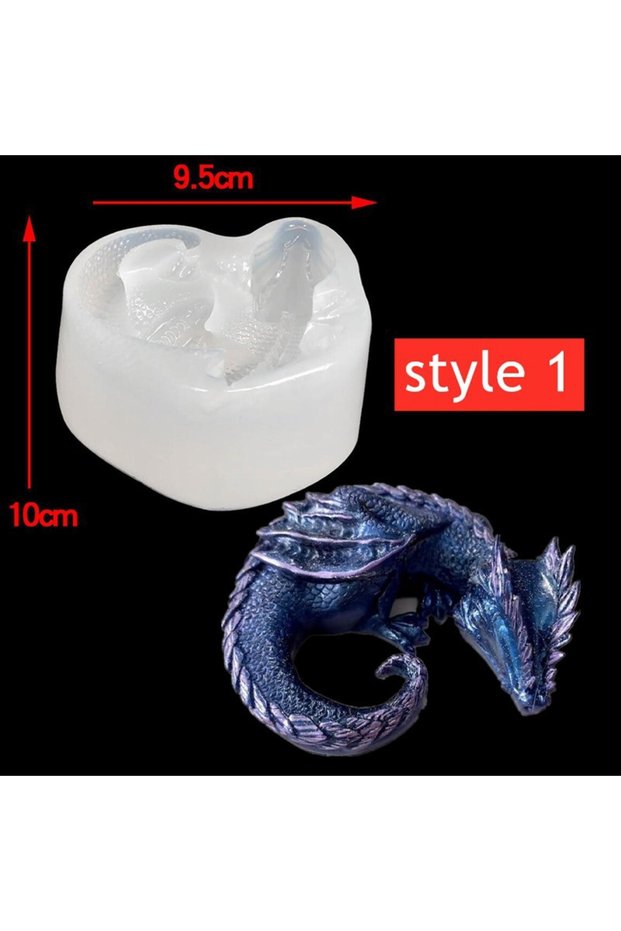 01-Sleeping Dragon 3 Styles Mirror Sleepy Dragon Dinosaur Sea Dragon Egg Silicone Mold for Resin Cra
