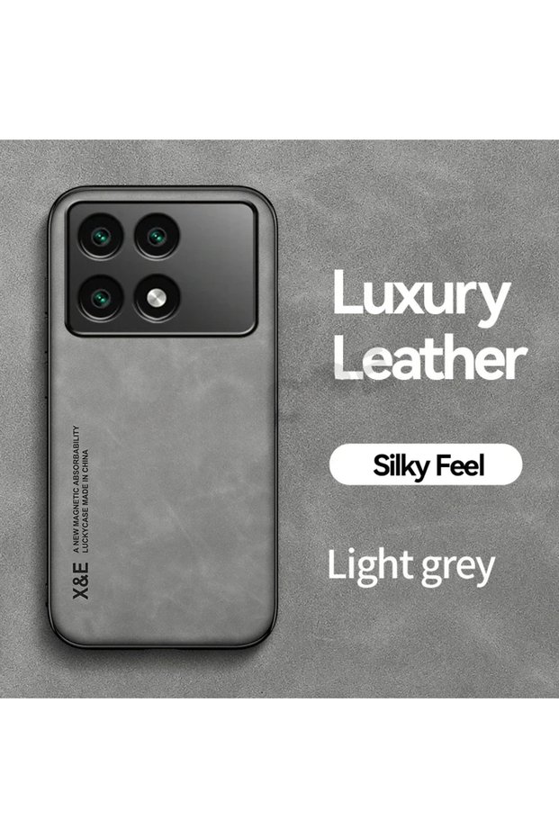 For Poco X6 Pro GRAY Case For Poco X6 Pro Leather Magnetic PU Car Holder Coque For Poco X6 Pro Cover