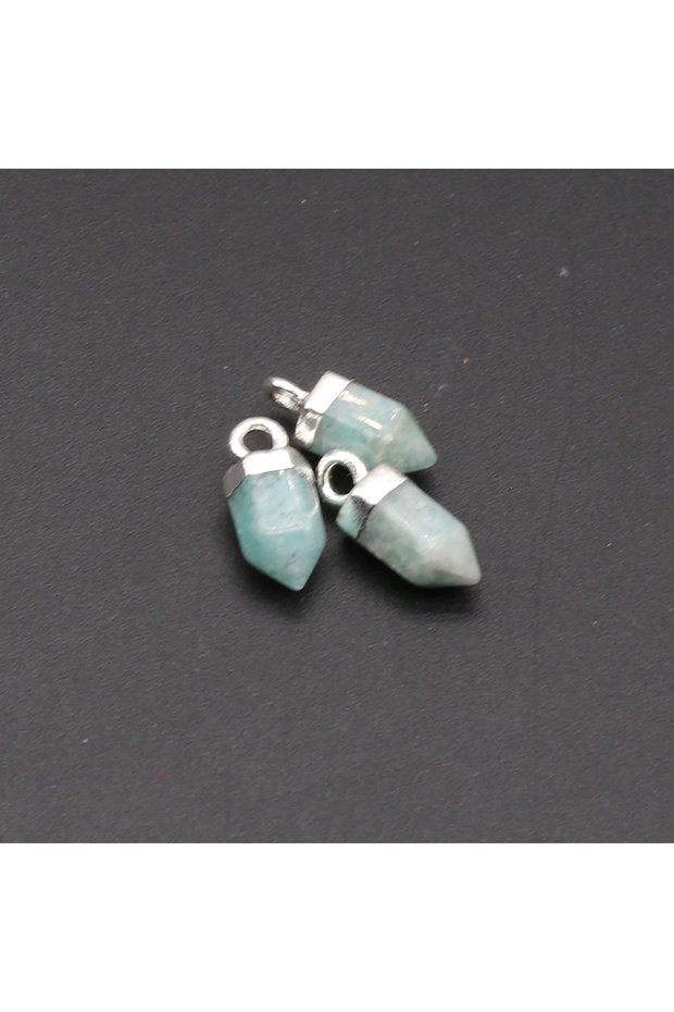 Amazonite 3pc Natural Stone Pendants Sliver Plated Pendulum Amethysts Crystal for Trendy Jewelry Mak