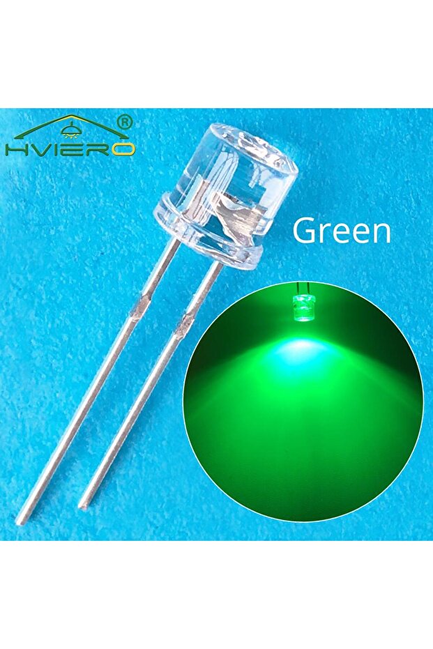 100pcs green 10/100X Min F5 5mm Flat Top White Pink Yellow Blue Wide Angle Light Diode Water Clear L
