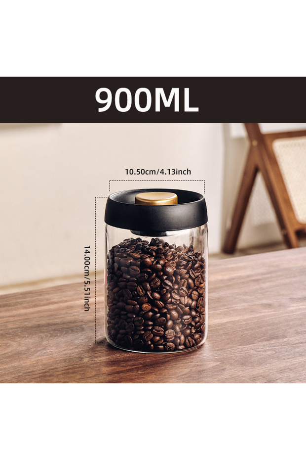 900ML Vacuum Sealed Jar Coffee Bean Storage Bottle Kitchen Food Grain Tea Glass Jar Fresh Storage Ja