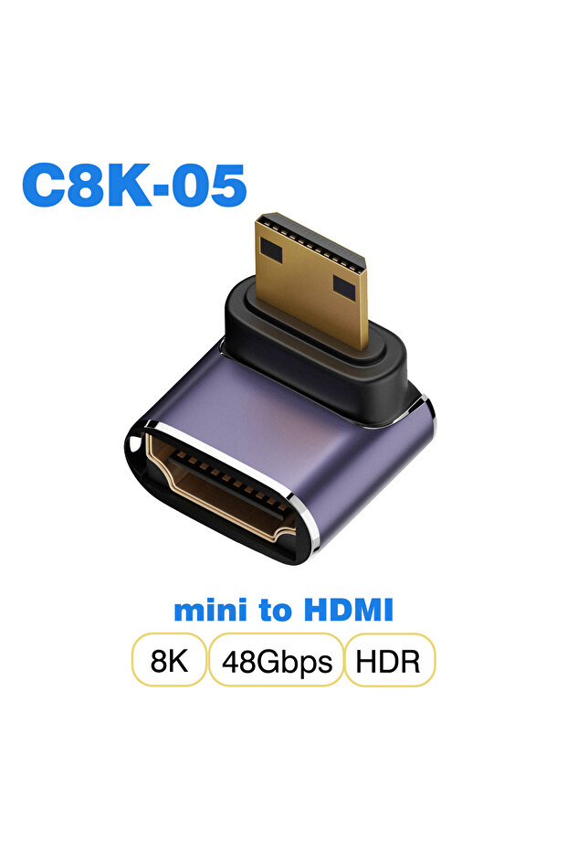 1 قطعة محول كابل HDMI2.1 من نوع C8K-05 ميني إلى HDMI، محول من ميني مايكرو HDMI إلى HDMI 2.1 بسرعة 48 جيجابت في الثانية