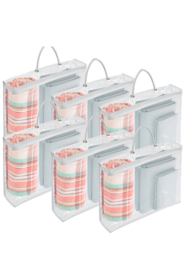 White 6 Packs Bed Sheet Storage Bags Quilt Clothes Blankets Packing Box Waterproof Dustproof Clear Z