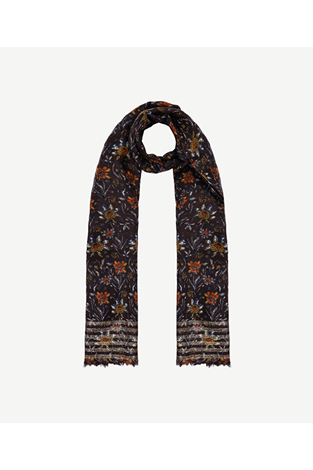 Floral Patterned Wool Shawl