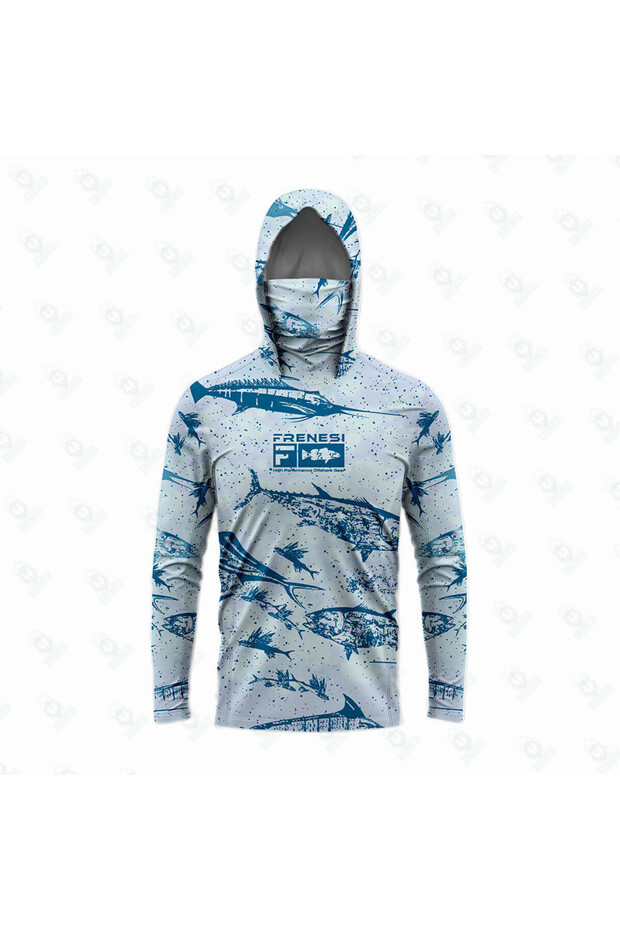 XL PELASFMZ1 Fishing Shirts Men Sun Protection Hoodie Mask All-in-one Fishing Clothing Ropa Pesca Hu