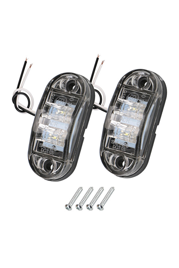 WHITE LED Side Marker Lamp 1 Pair 12V- 24V Warning Lights For Trailer Truck Caravan Red Yellow White