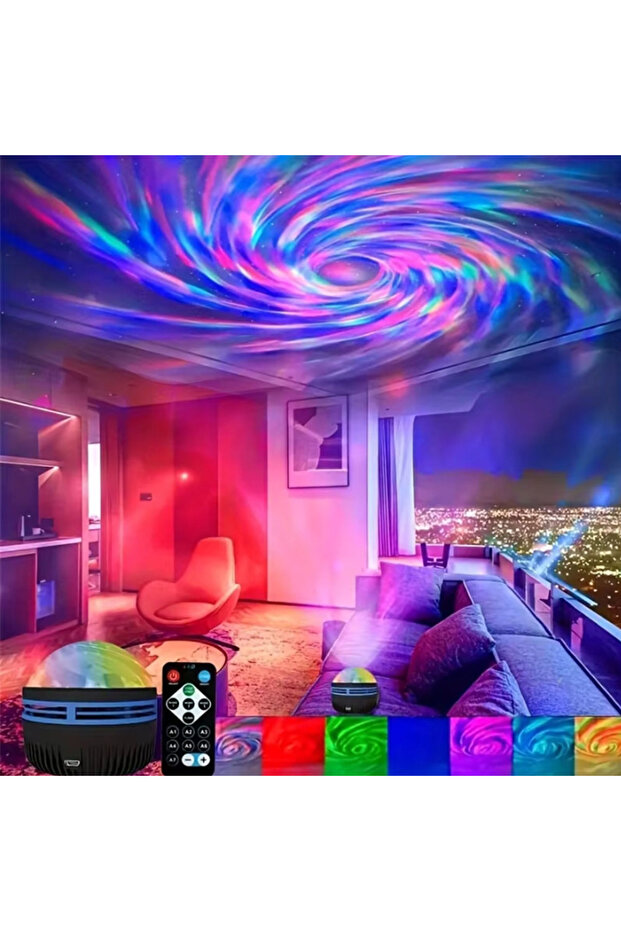 جهاز عرض أورورا مع جهاز تحكم عن بعد، جهاز عرض نجوم RGB يعمل بالطاقة عبر USB، مصباح إضاءة ليلية مع جهاز تحكم عن بعد للغرفة