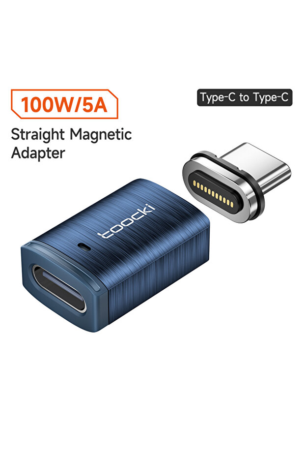 محول توكي مستقيم من USB3.0 إلى USB C مغناطيسي OTG بقدرة 100 واط للشحن السريع ونقل البيانات بسرعة 5 جيجابت في الثانية