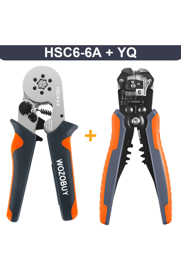 طقم أدوات تجعيد الحلقات المعدنية HSC8 6-6A YQ، كماشة تجعيد ذاتية الضبط HSC8 6-6A AWG 23-10 + شريط