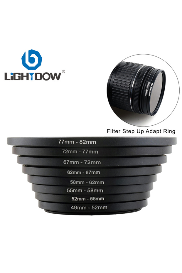 77mm-82mm Lightdow Lens Filter Adapter Ring Step Up Metal Stepping Rings 49/52/55/58/62/67/72/77/82m