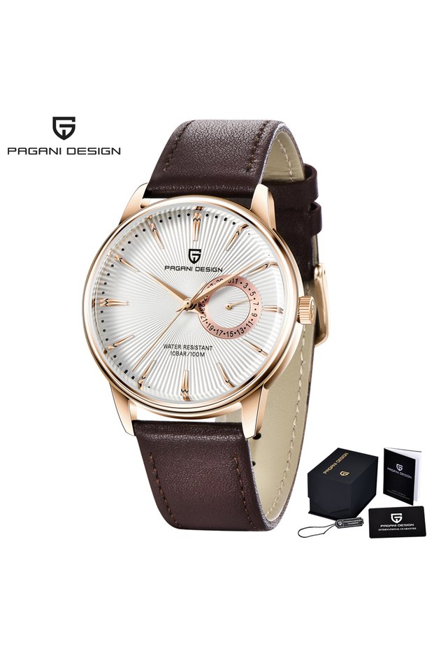 GoldWhite Original PAGANI DESIGN 1654 Fashion Casual Sports Watch Men Military Watch Stainless Steel