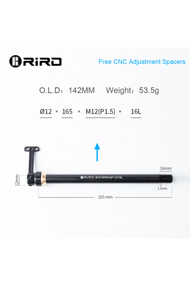 QR TZ 12-165-16 RIRO Bicycle Hidden Quick Release Barrel Shaft Rod 12/15MM Ultralight Aluminum Alloy