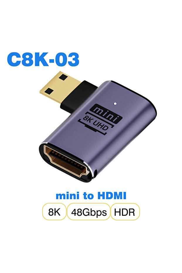 1 قطعة محول كابل HDMI2.1 من نوع C8K-03 ميني إلى HDMI من UGOURD، محول من ميني مايكرو HDMI إلى HDMI 2.1 بسرعة 48 جيجابت في الثانية