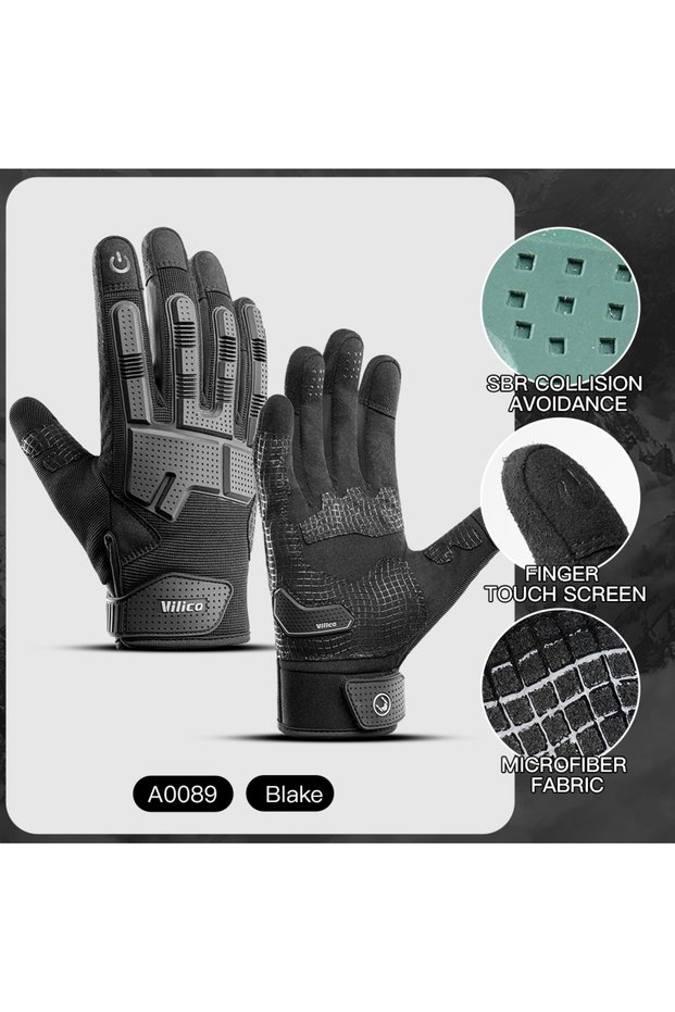 L A0089-BK Motorcycle Gloves Touch Screen Men Women MTB Bike Gloves Running Fitness Gym Riding Motor