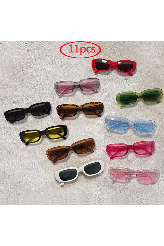 pictures show 11pcs 13pcs Small Square Sunglasses Women Retro Sun Glasses Men Brand Classic Travel R