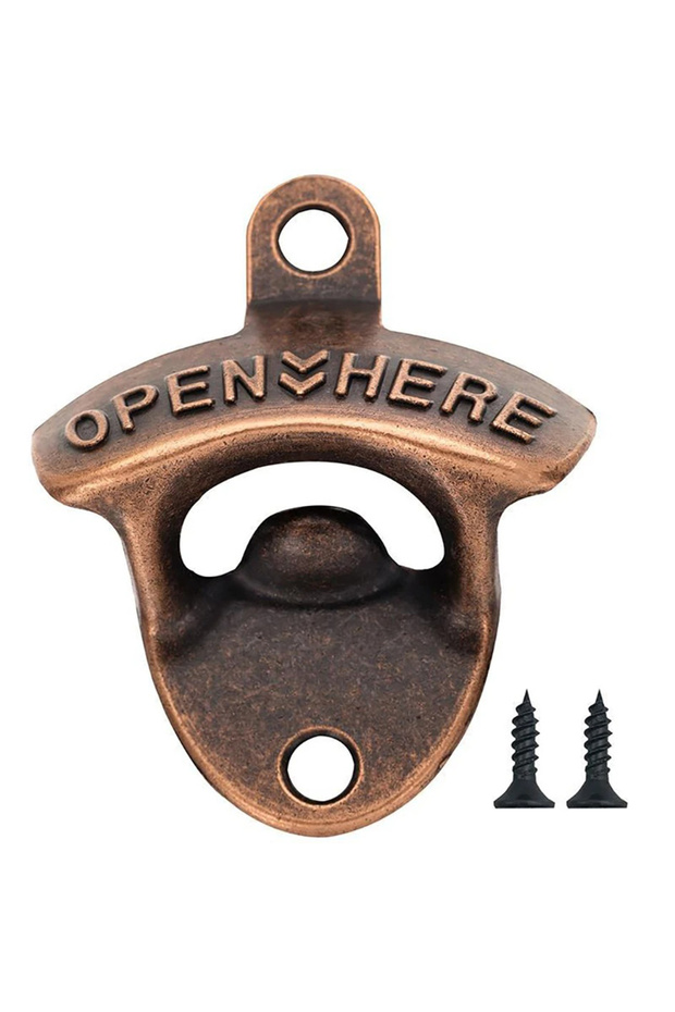 red bronze 1pcs Zinc Alloy Wall Bottle Opener Kitchen Bottle Opener Retro Alloy Wall Mounted with Sc