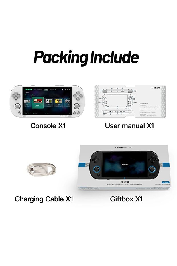 No Card(0 Games) White Trimui Smart Pro Handheld Game Console 4.96''IPS Screen Linux System Joystick