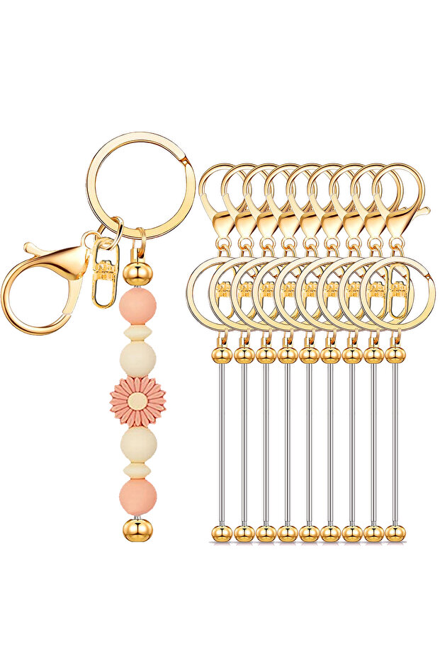 4pcs gold color 4/9/16 PCS Metal Beadable Keychain Bars Blanks for Beads Pendant Jewelry Charms DIY